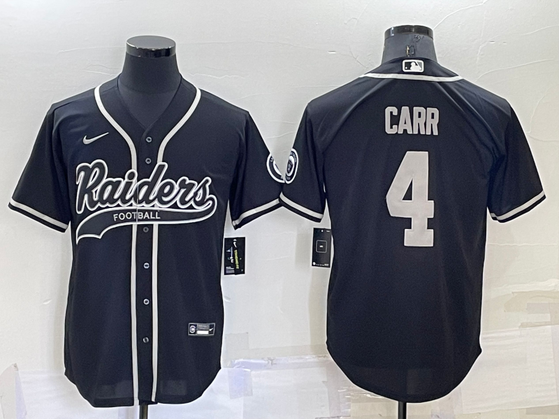 Men's Las Vegas Raiders #4 Derek Carr Black Cool Base Stitched Baseball Jersey Men's Las Vegas Raiders #4 Derek Carr Black Cool Base Stitched Baseball Jersey